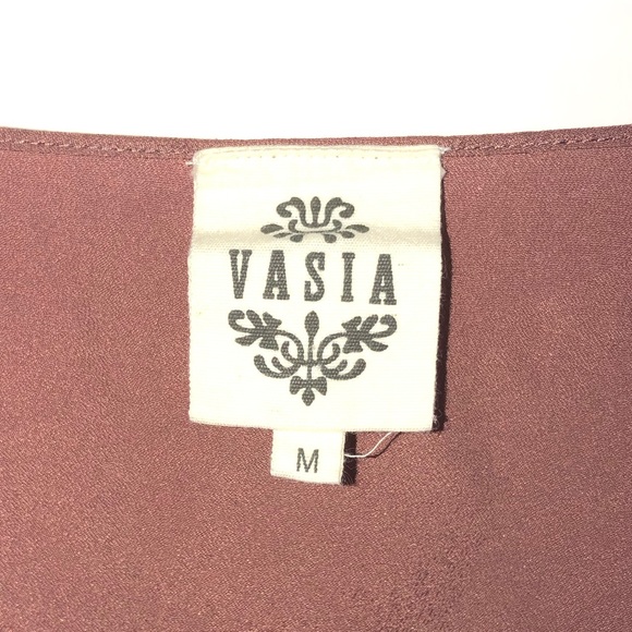 VASIA Anthropologie Mauve Peasant Mini Dress Embroidered Women’s Size M - Picture 5 of 9